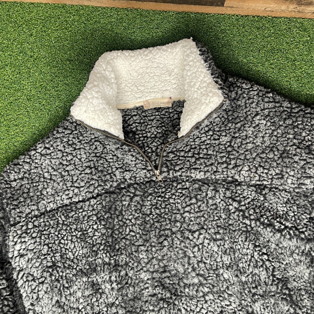 Altar'd State Sherpa Pullover Cozy Fleece Quarter Zip Comfy Gray Size - L‎